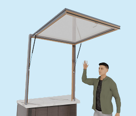 glass window door open blue background