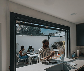 Gas Strut Pass-Through window by OpenUp Windows makes parties better.