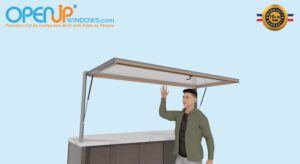 96 X 42 OpenUP Kitchen Pass Through Gas Strut Awning Window - NO Sill