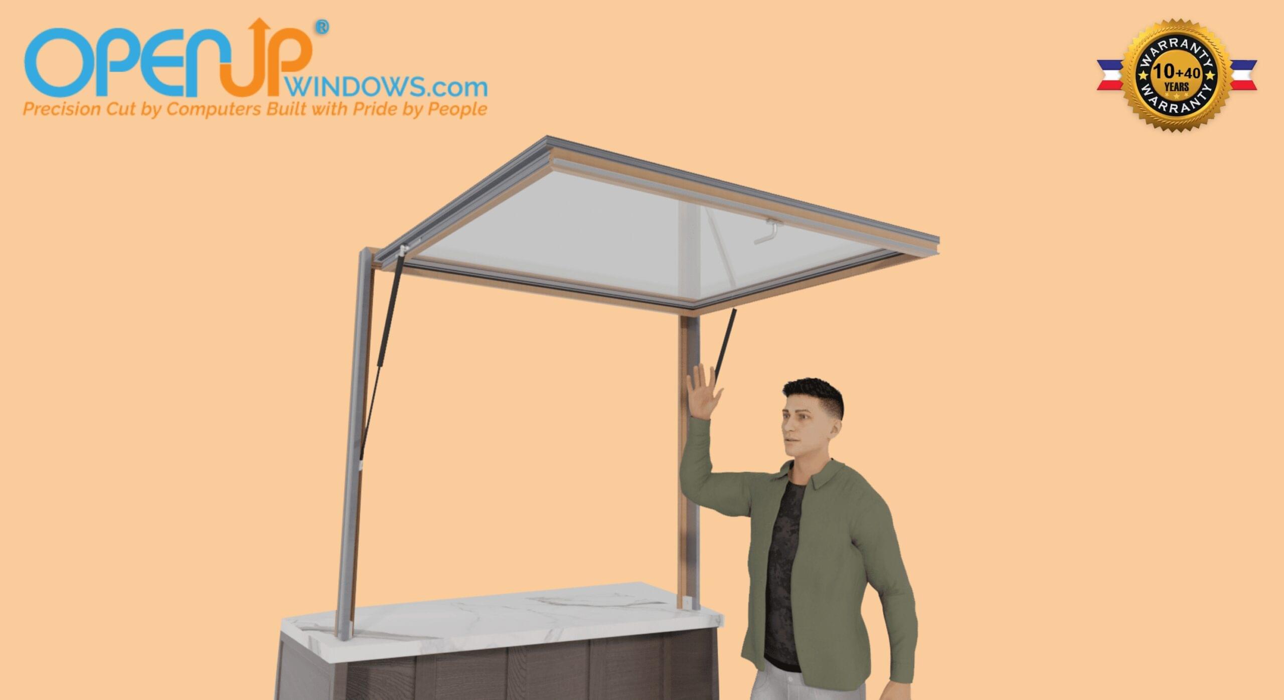 60 X 42 OpenUP Kitchen Pass Through Gas Strut Awning Window - NO Sill - Image 5